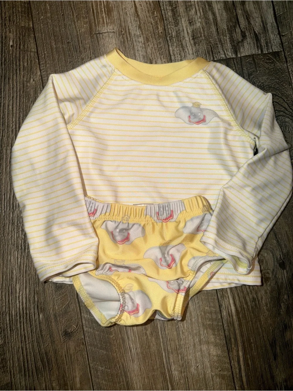 Kids Yellow Elephant Print Rash Guard Swim Set